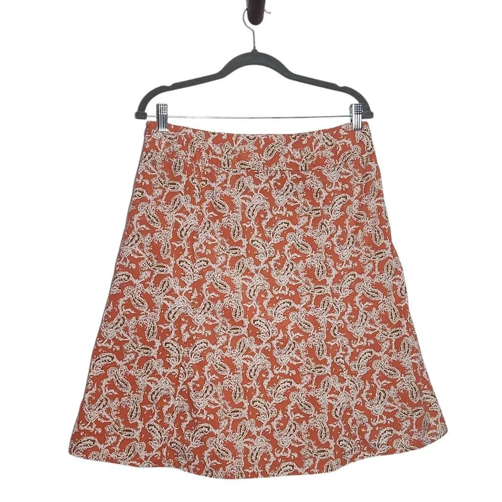 Eddie Bauer Coral Paisley Print A-Line Skirt Size 8 Petite Preppy Paisley Skirt - Image 2