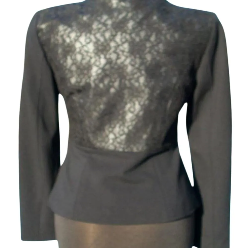 Cache Black Lined Hidden Zipper Elaborate Lace Back Top Jacket New $188 NWT - Image 5