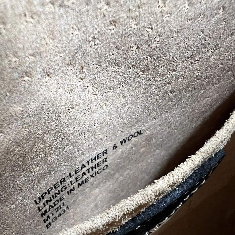 BORN Southwestern Aztec Tote Boho Wool Leather Shopper Blanket Bag Navy - Image 12