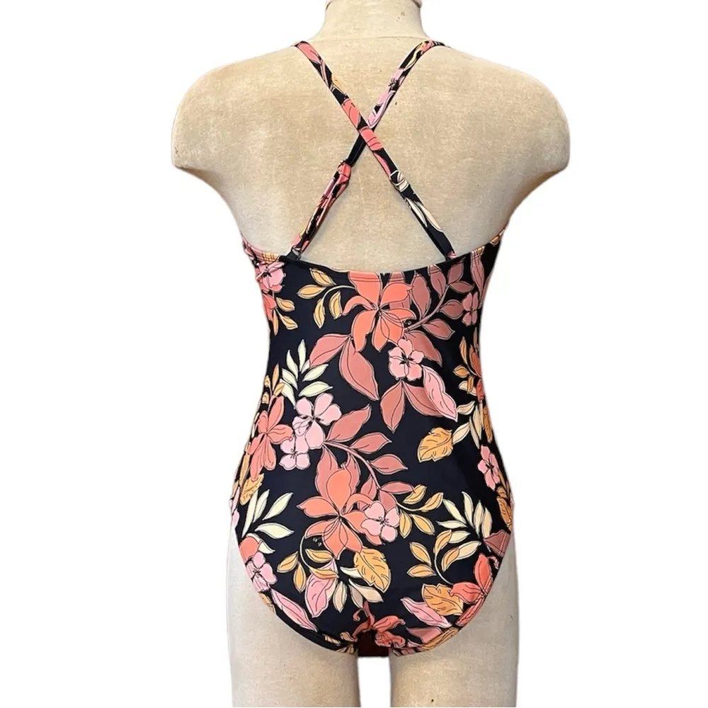 Aqua Couture Swimsuit Floral One Piece M Medium Black - Image 2