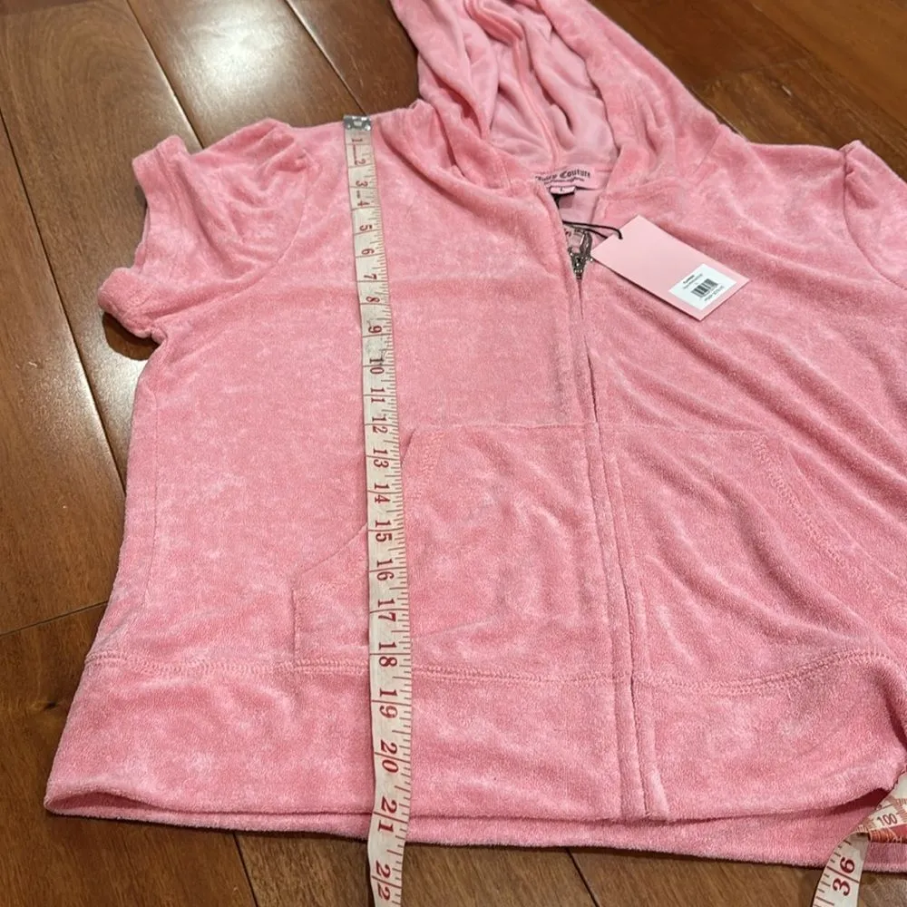 NWT Juicy Couture Women’s Bling rhinestone Towel Terry hoodie Shortie Set Size L - Image 10