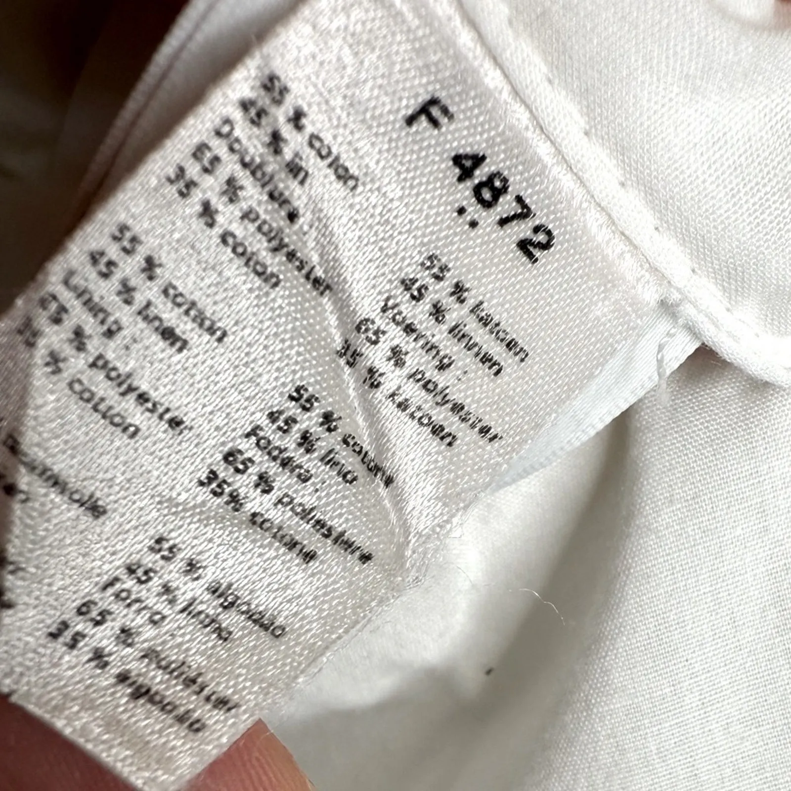 LACOSTE White Twill Denim Jacket Double Breasted Cotton/Linen W1833 Sz 40 Med - Image 7