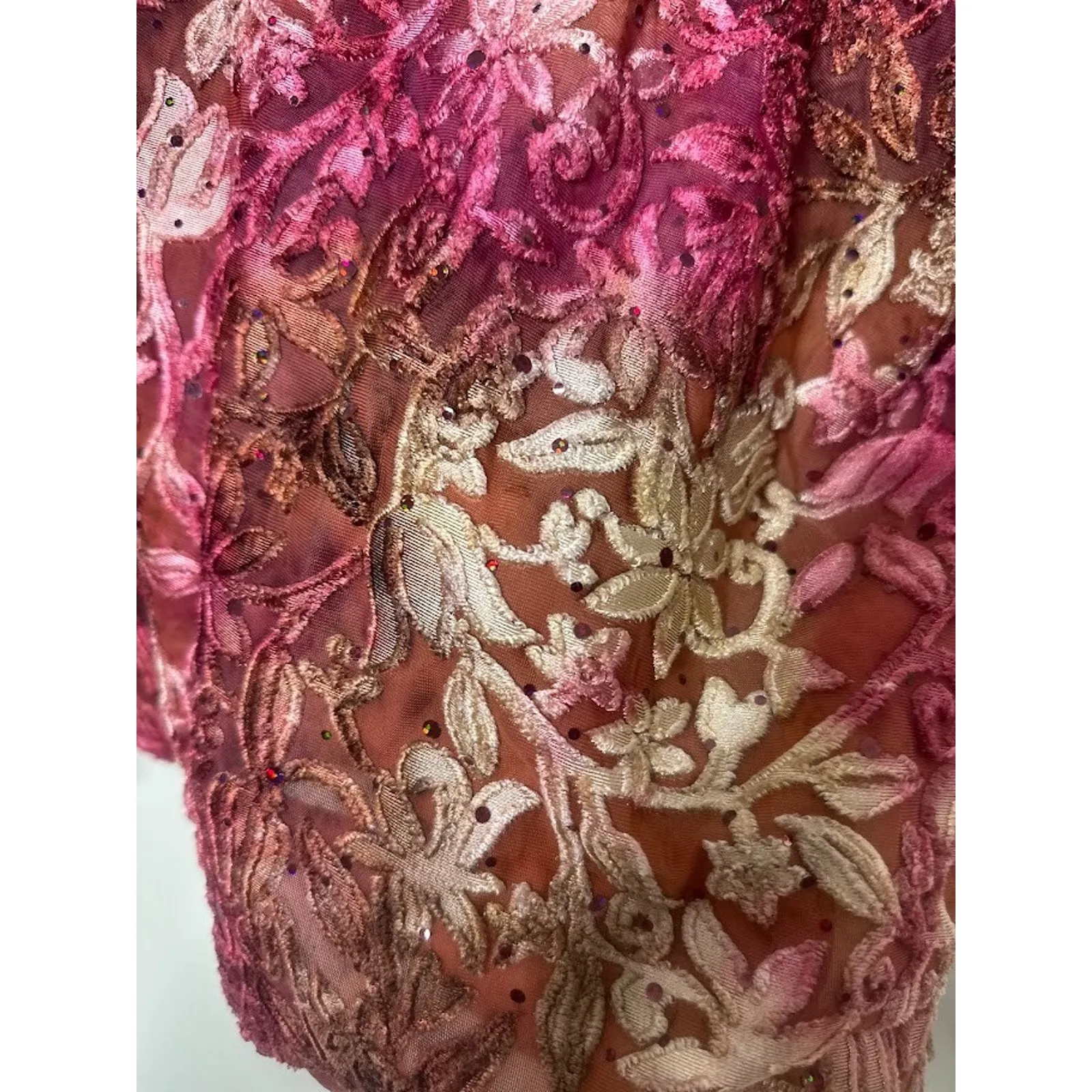 Vintage Dressbarn Woman Top 1X Velvet Burnout Whimsigoth Autumn Fairy Stretch Red - Image 4