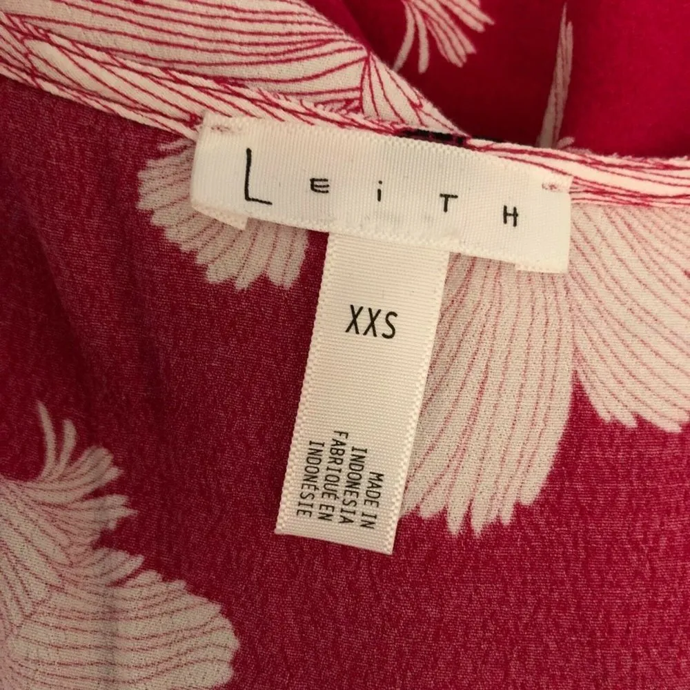 Leith Dress A Line Floral V Neck Mini Red Pink Size XXS - Image 3