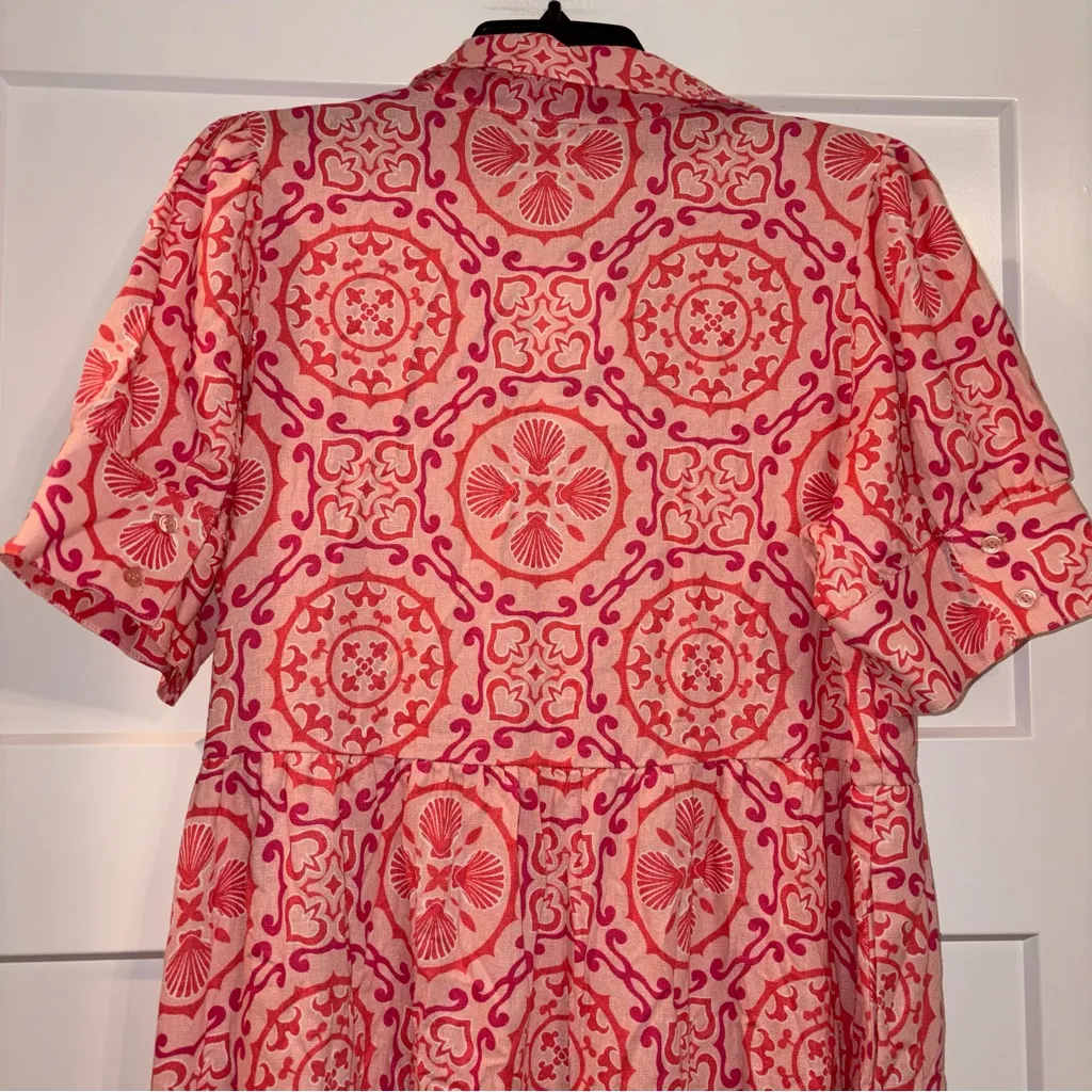 Crown & Ivy pink shells tired shirt dress Large NWT - Image 6