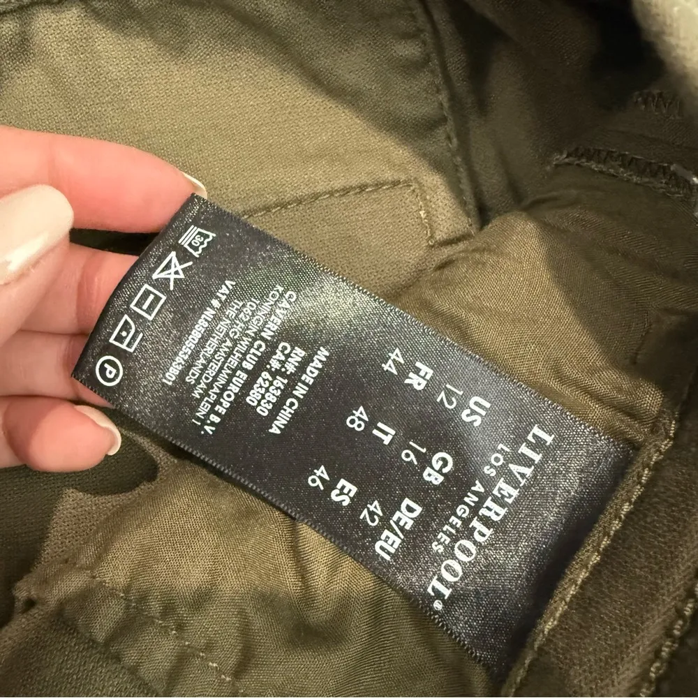 NWT Stitch Fix Liverpool Kelsey Culotte w/Tie Front Waist Band Olive Grove 12/31 Green - Image 8