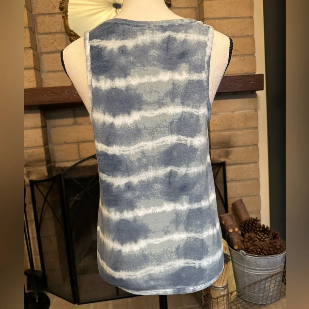 LUCKY BRAND Los Angeles Blue & White Bleached Striped Tank Top - Large - Image 4