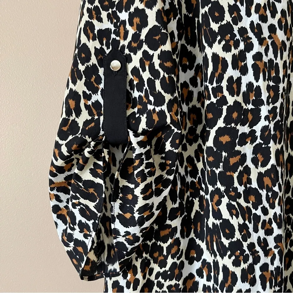 JACLYN SMITH | Animal Print Studded Roll Tab Sleeve Blouse Sz 2X - Image 4