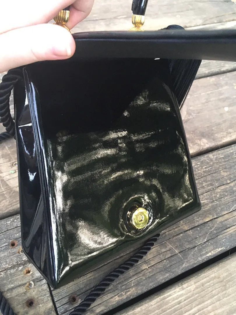 Classy Black Shine Rectangular Bag - Image 8