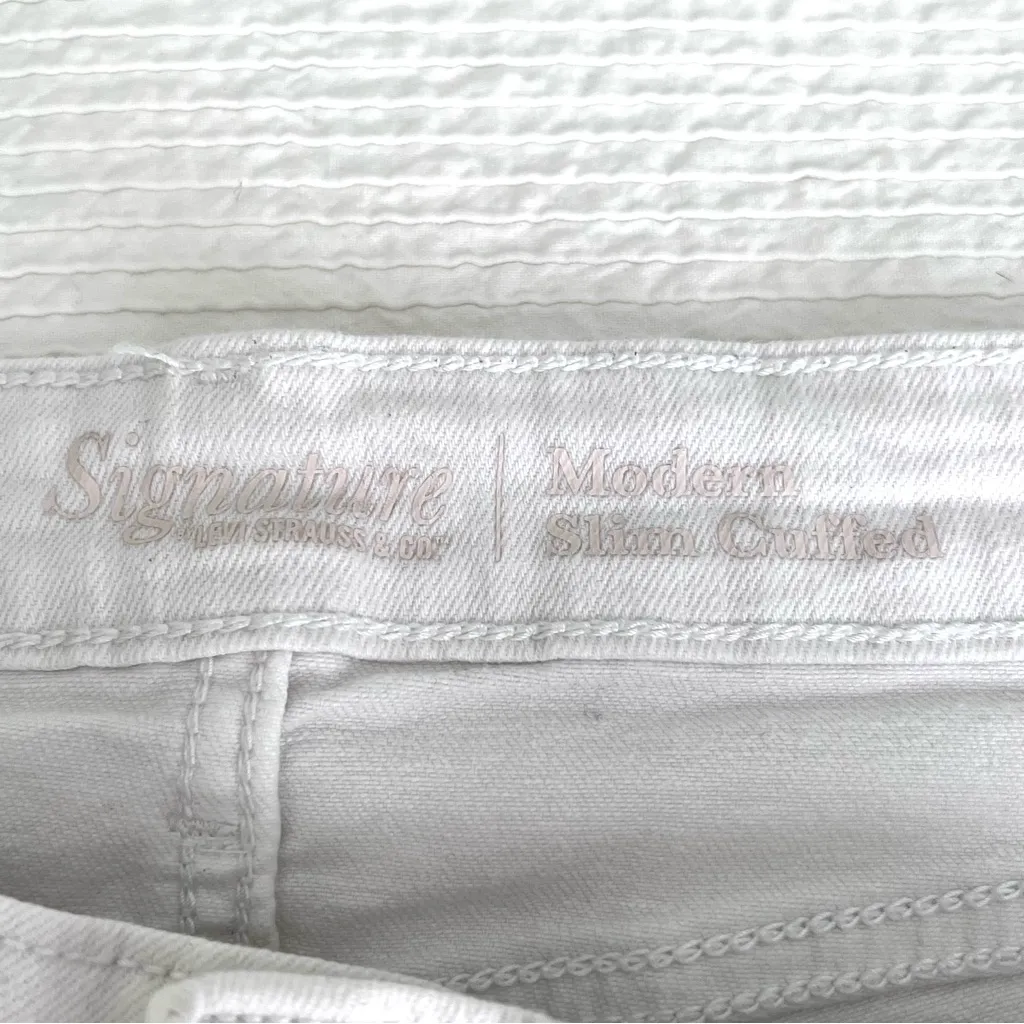 Levi's Modern Slim Cuffed midrise distressed white jeans 28 - Image 13