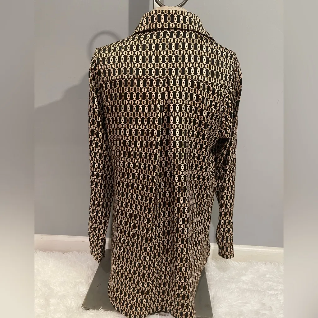 Nasty Gal gold chain link black blouse shirt top woman’s XXS button up - Image 2