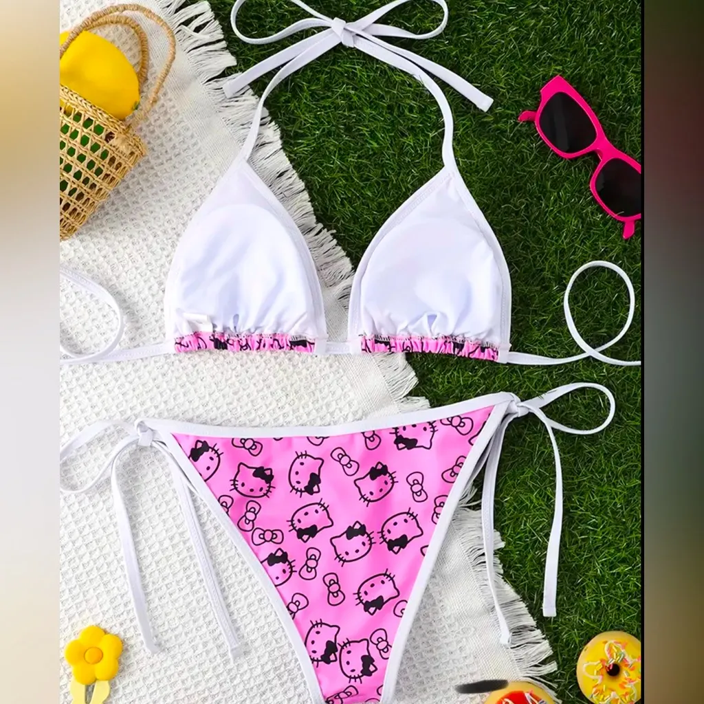 NWOT Hello Kitty Triangle String Bikini Set - Image 3