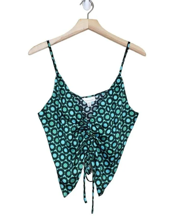 Topshop Womens 10 Floral Tile Print Ruched Camisole NEW - Image 3