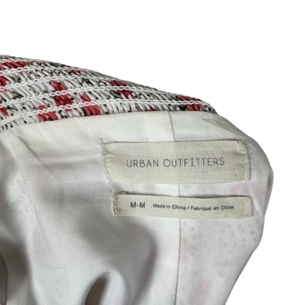 Urban Outfitters Floral Dotted Cinched Ruffle Mini Slip Dress White/Red Size M - Image 8