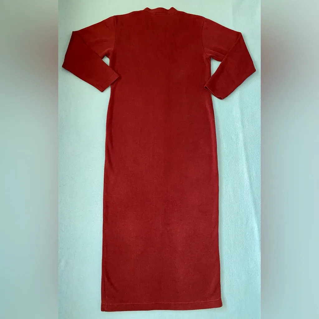 EXPRESS TRICOT knit button front maxi dress long sleeve rust fall color size S - Image 2