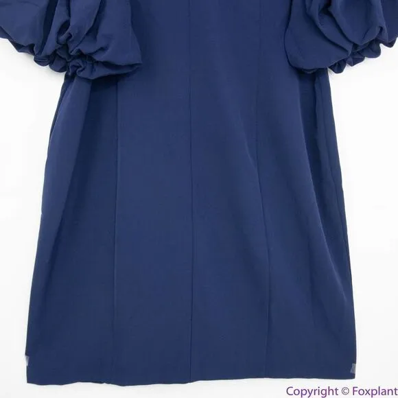 NEW Eloquii navy blue Puff Sleeve‎ Sheath belted Dress, 20 - Image 7