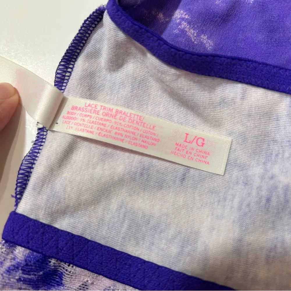 PINK Victoria's Secret Lace Trim Purple Tie Dye Bralette - Image 8