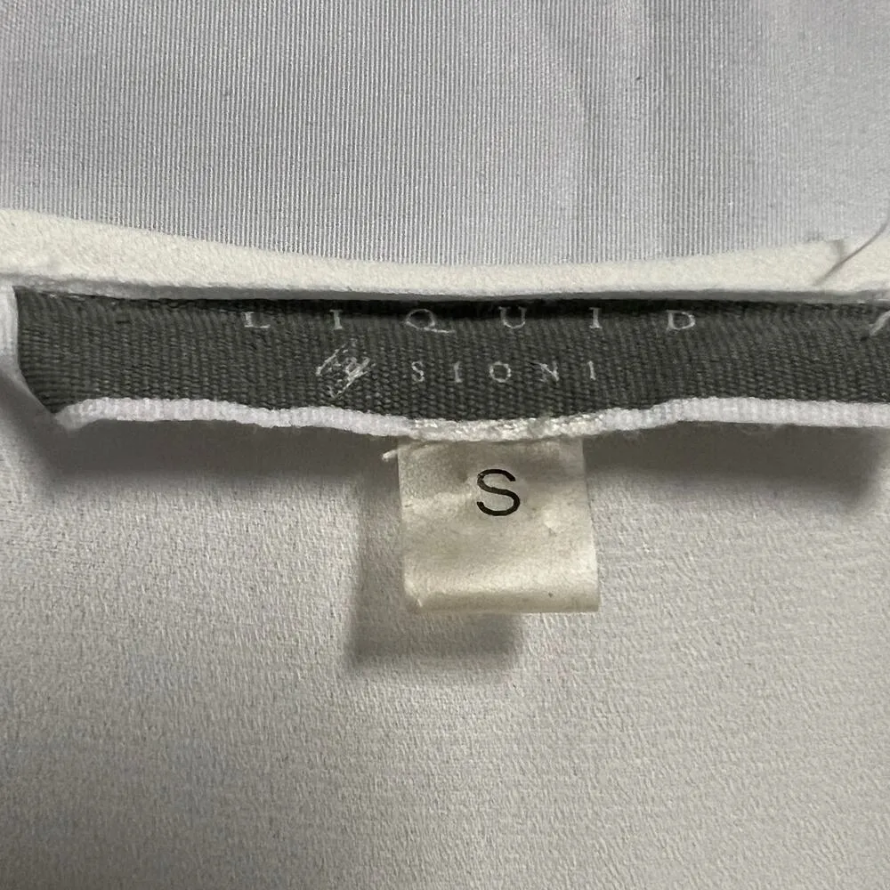 Liquid by Sione White Womens Top Small Lace Up Relaxed Flowy Flared Sleeves Chic - Image 2