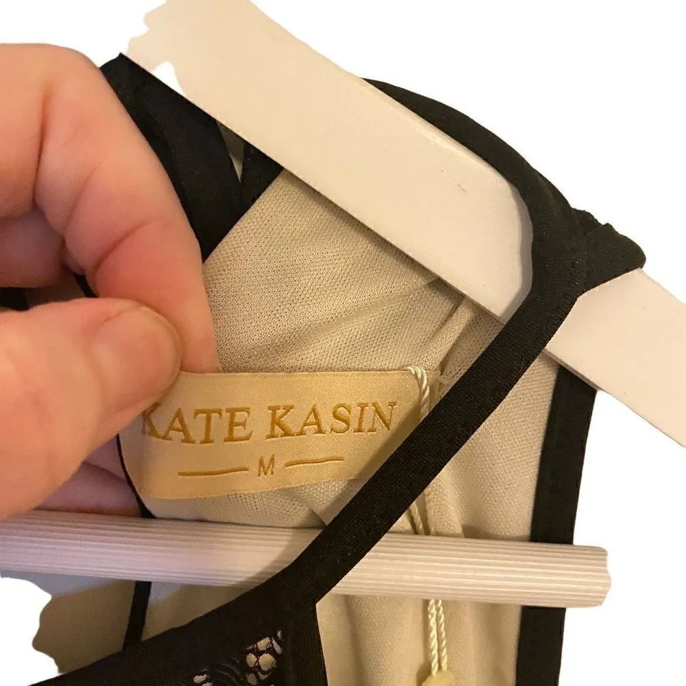 Kate Kasin NWT Black Lace Dress Medium Formal Sleeveless Nude Lining Y2K Vibes Black - Image 8