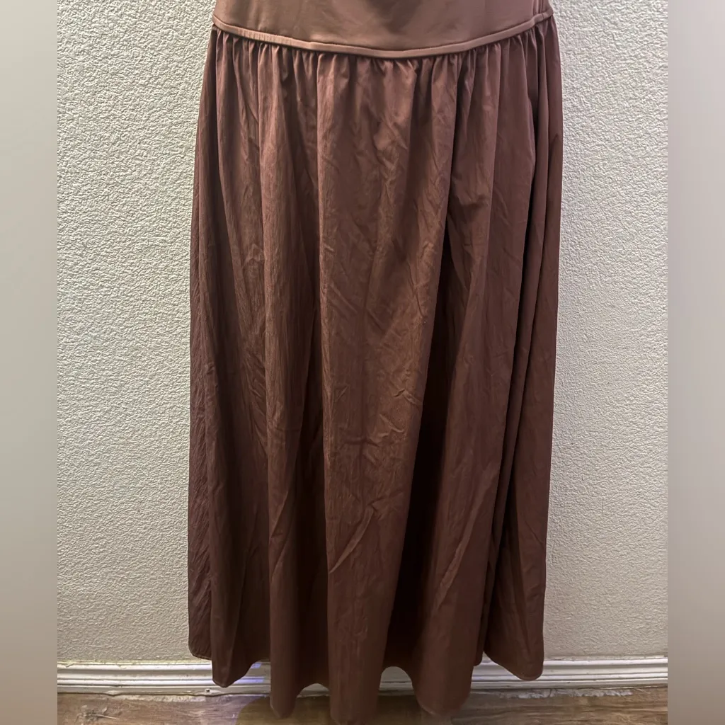 Cupshe Chocolate Brown Cut Out Maxi Dress L - Image 9