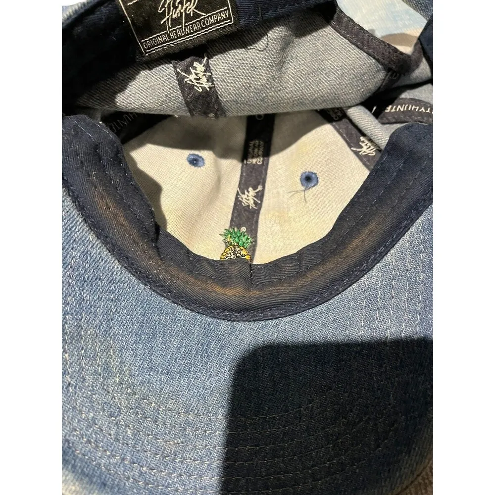 City Hunters denim adjustable strap back hat pineapple Blue - Image 3