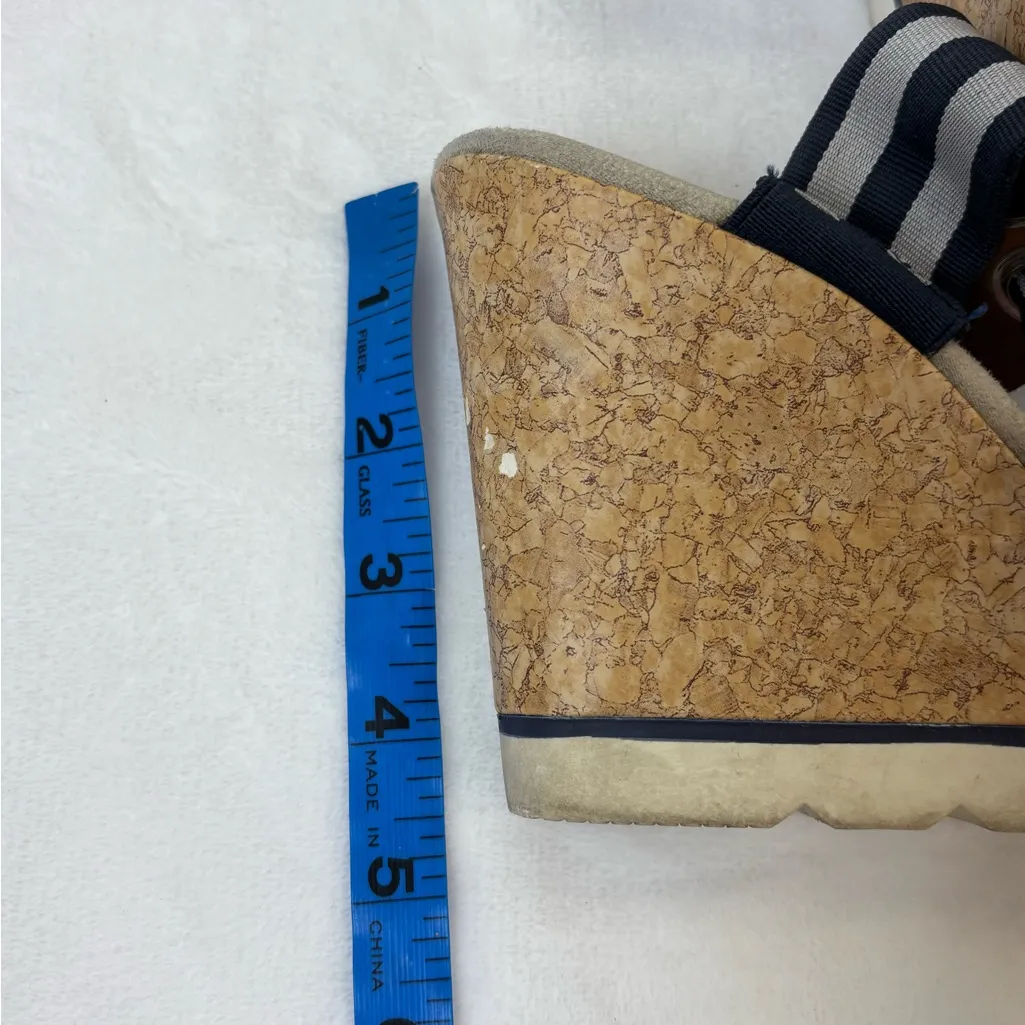 Sketchers Women’s Casual Summer Strappy Striped Blue & White Wedge Heels Size 8 - Image 7