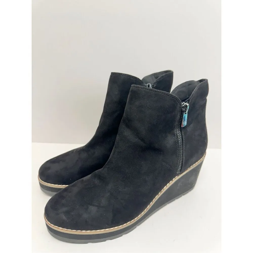 Easy‎ Spirit Boots Size 9.5 Black Suede Jayda Wedges Ankle Booties - Image 3