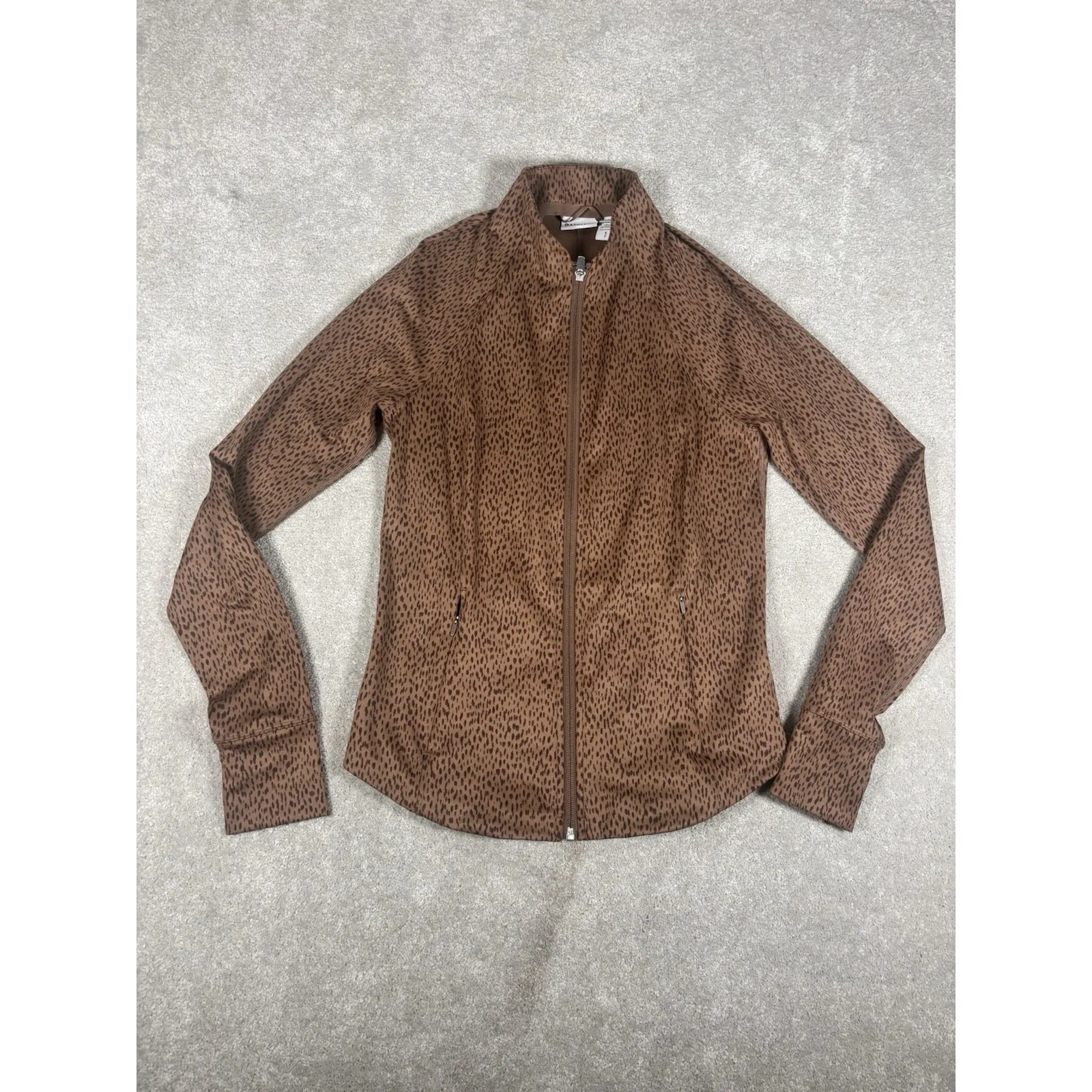 athleta Salutation‎ Jacket Shanti Animal Beige Small - Image 5