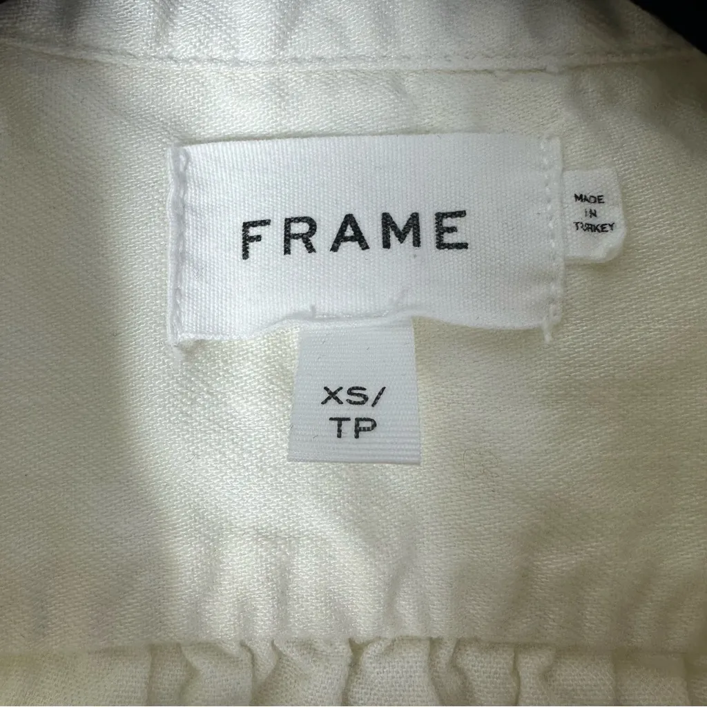 Frame Women’s Ivory Cream Denim Sleeveless Frayed Mini Dress Size XS - Image 3