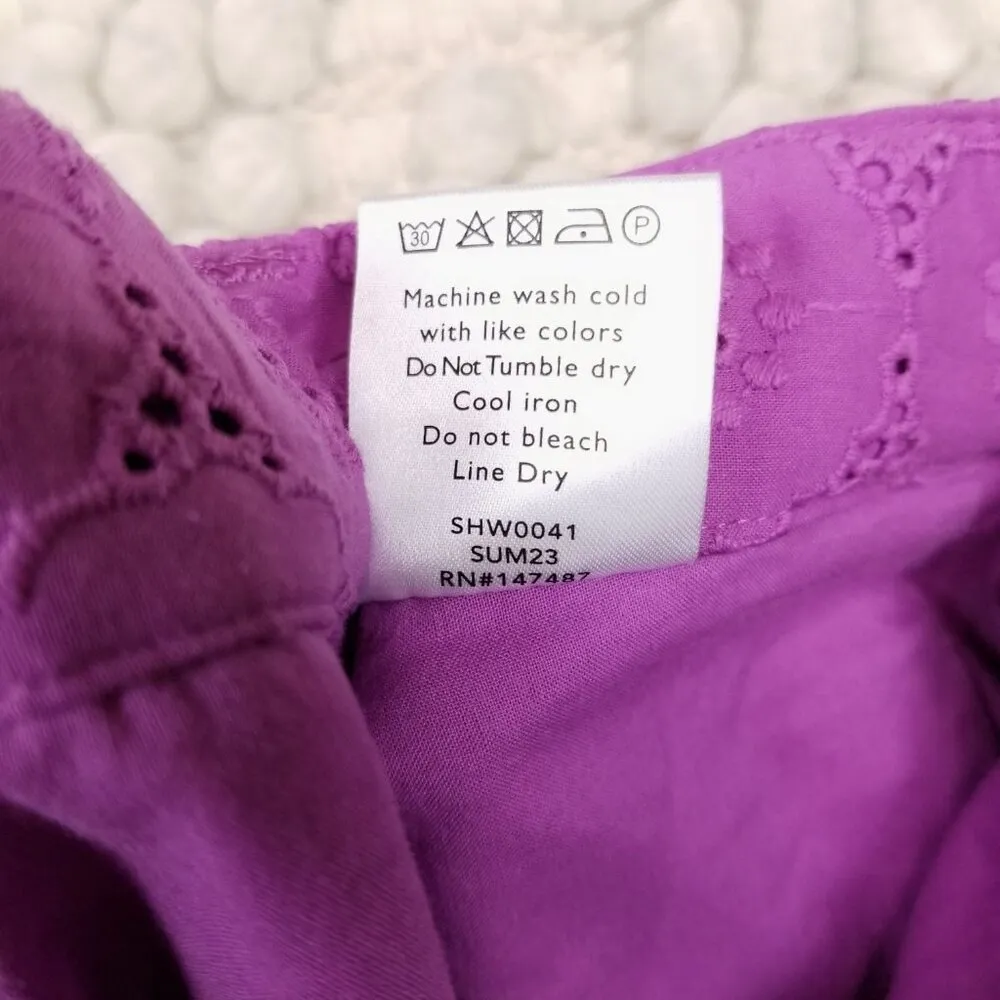 NWT Draper James Woven Shorts Eyelet Purple Sz 0 - Image 7