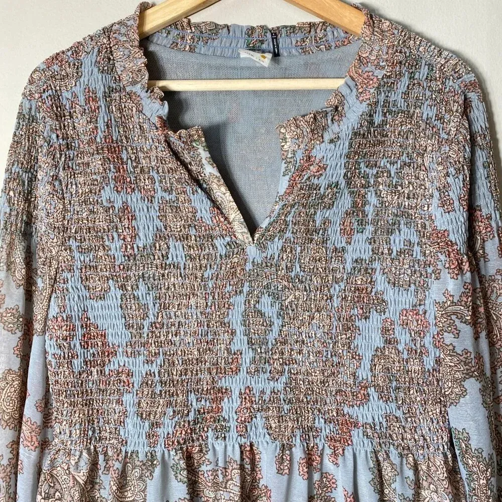 Akemi + Kin Anthropologie Women's Small Adria Paisley Print Shirred Blouse Top - Image 7