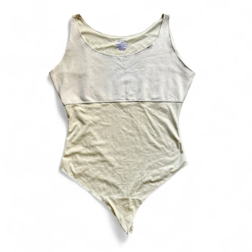 Spanx XL Cream Bodysuit Shapewear - Seamless Thong Fit - Sculpt & Smooth - Image 3