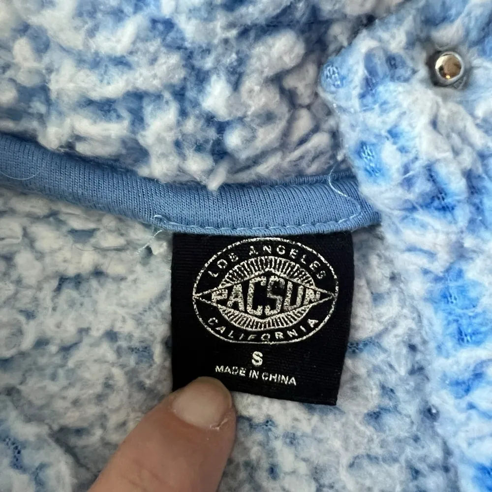 PacSun Crop Womens Small Blue Teddy Fleece Snap Button Sherpa Long Sleeve - Image 7