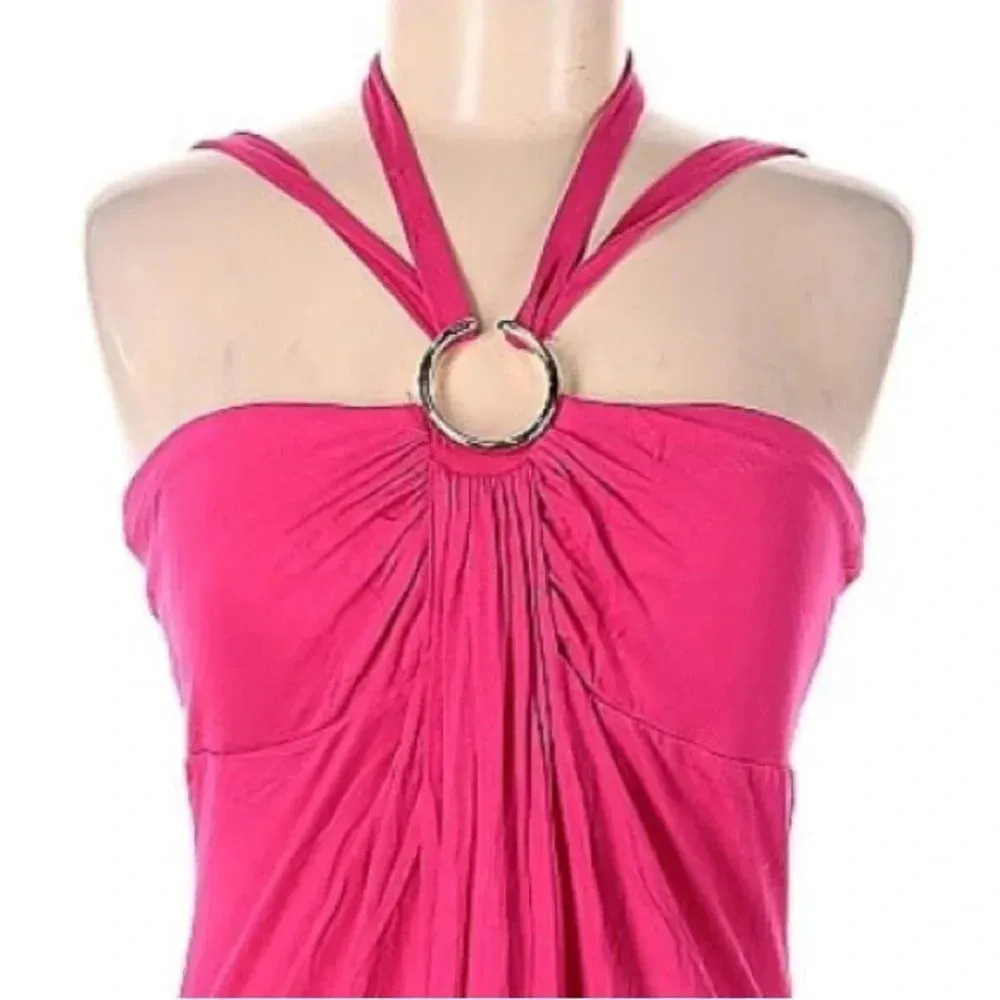 Vintage Cache Retro 2000’s Y2K Barbie Fuchsia Pink High Low Dress Size Large L - Image 3