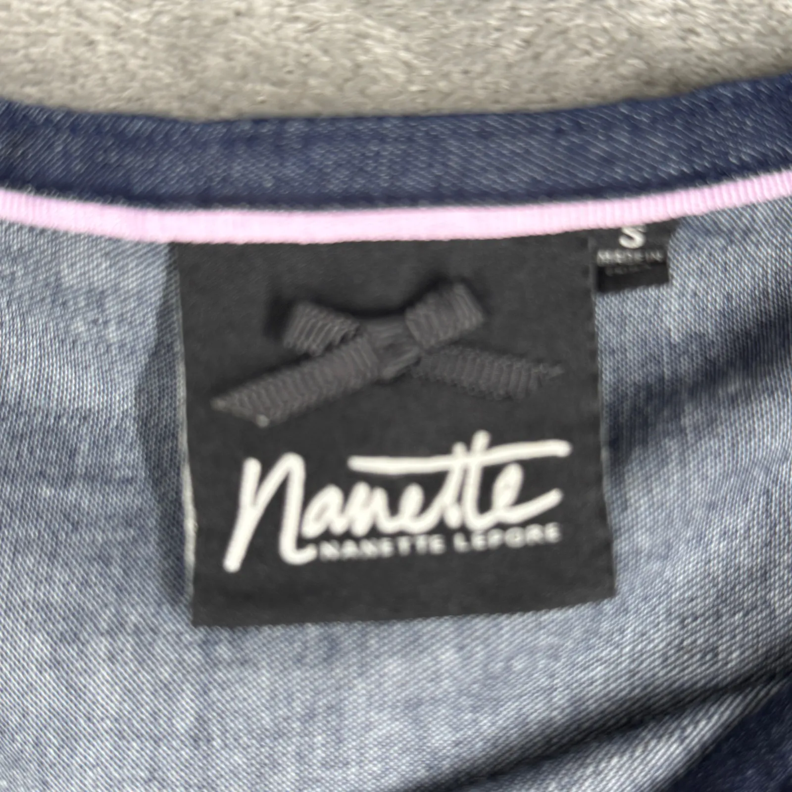 Nanette LaPore Shirt Blue Embroidered Floral‎ Flowers Blouse Boho Chic Large - Image 7