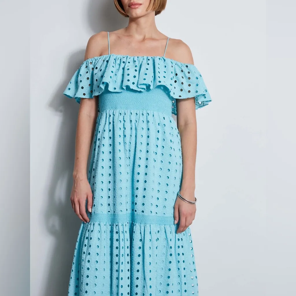 T-Tahari Eyelet Maxi Dress in Blue Haze, Size XS, NEW - Image 3