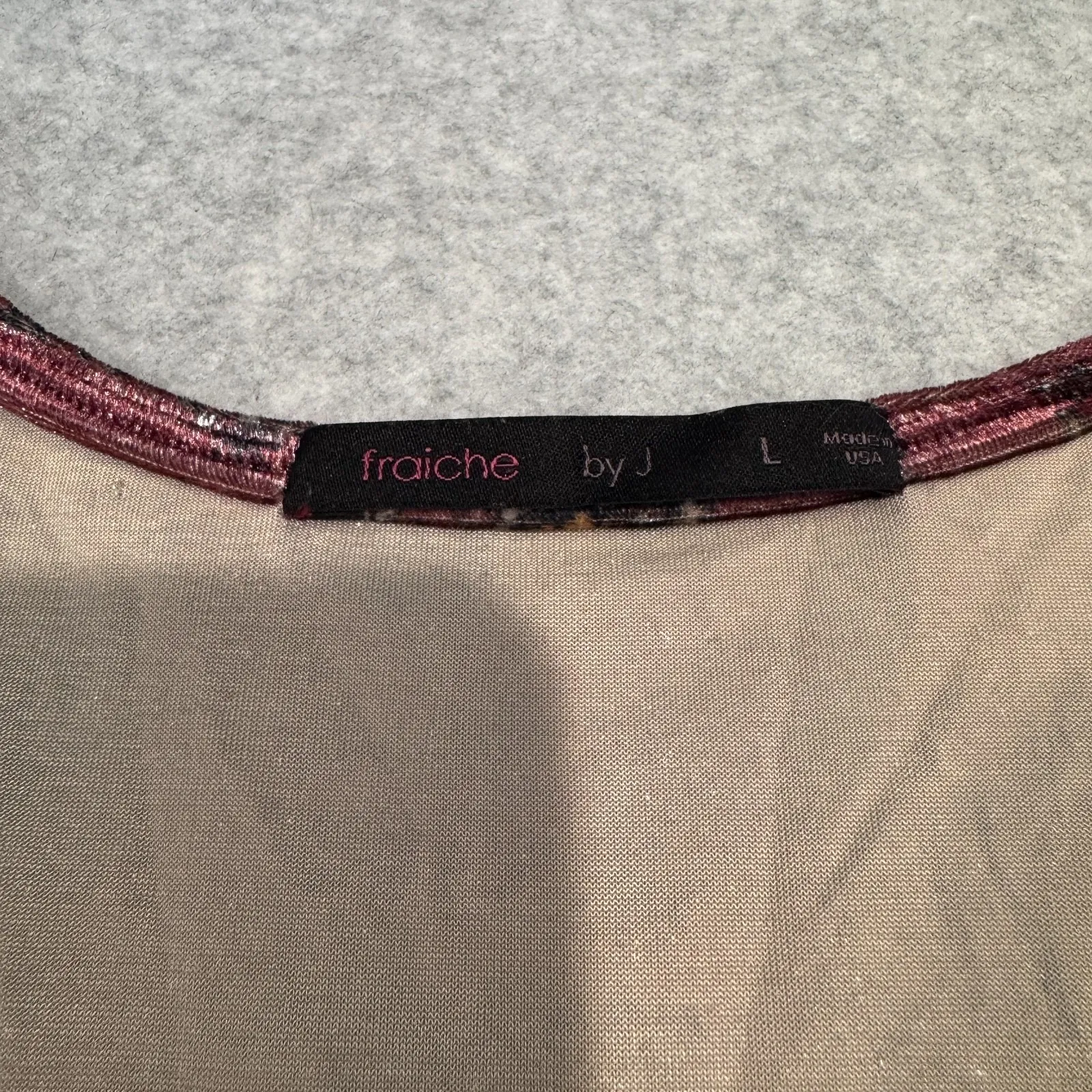 Vintage Y2K fraiche by J Babydoll Top Womens Large Pink Velvet Paisley Belt‎ - Image 8