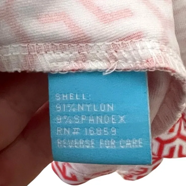 J. McLaughlin Durham Ruffle Top Red/White‎ Geometric Print Small EUC - Image 8