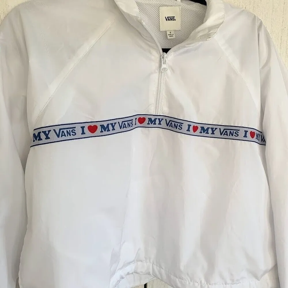 Vans Windbreaker Full Zip Jacket Women's Size Small S White I Love My Vans NWT - Image 3
