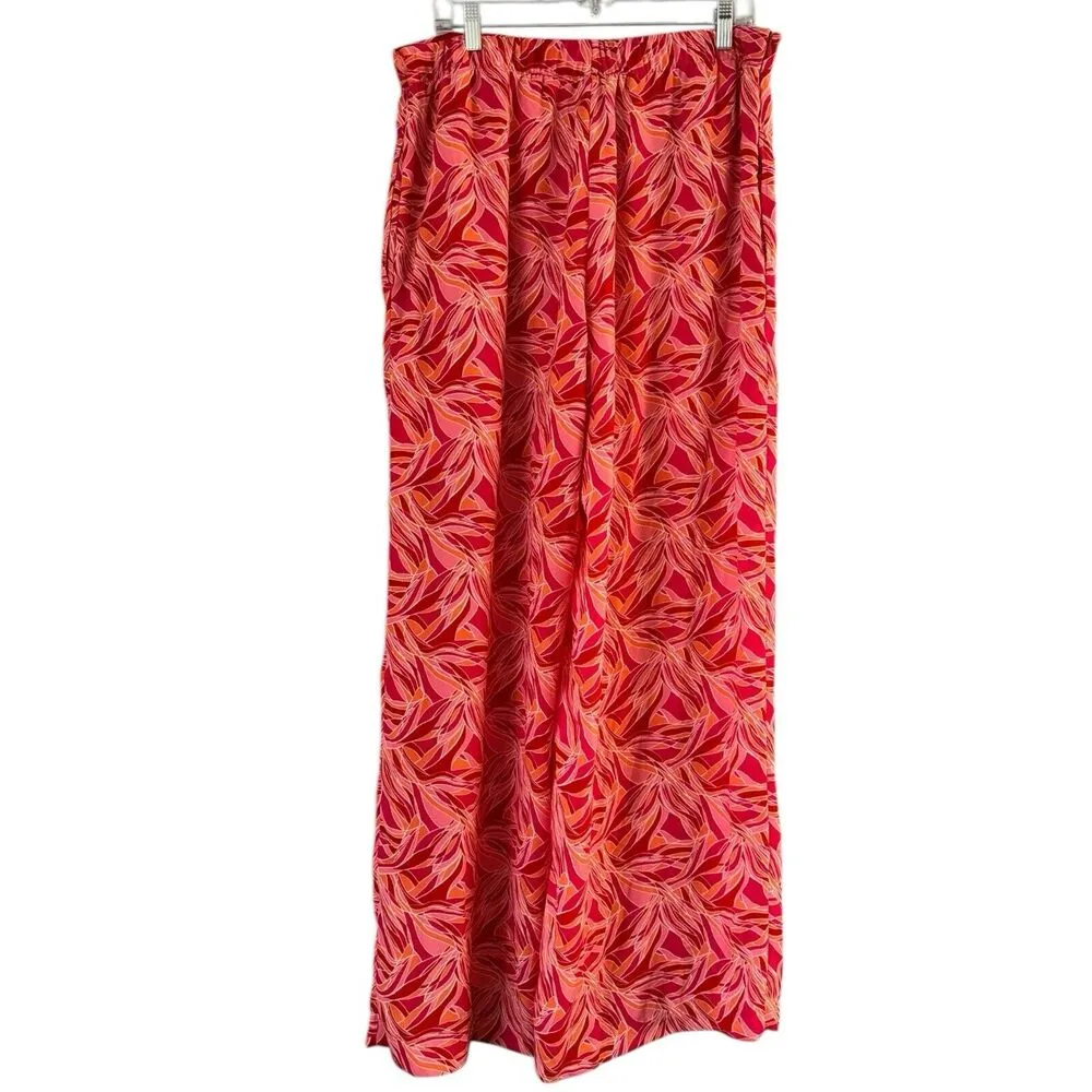 Ashley Park X RTR Pink Tropical Floral Trousers Wide Leg Flowy Vacation Size 12 - Image 5