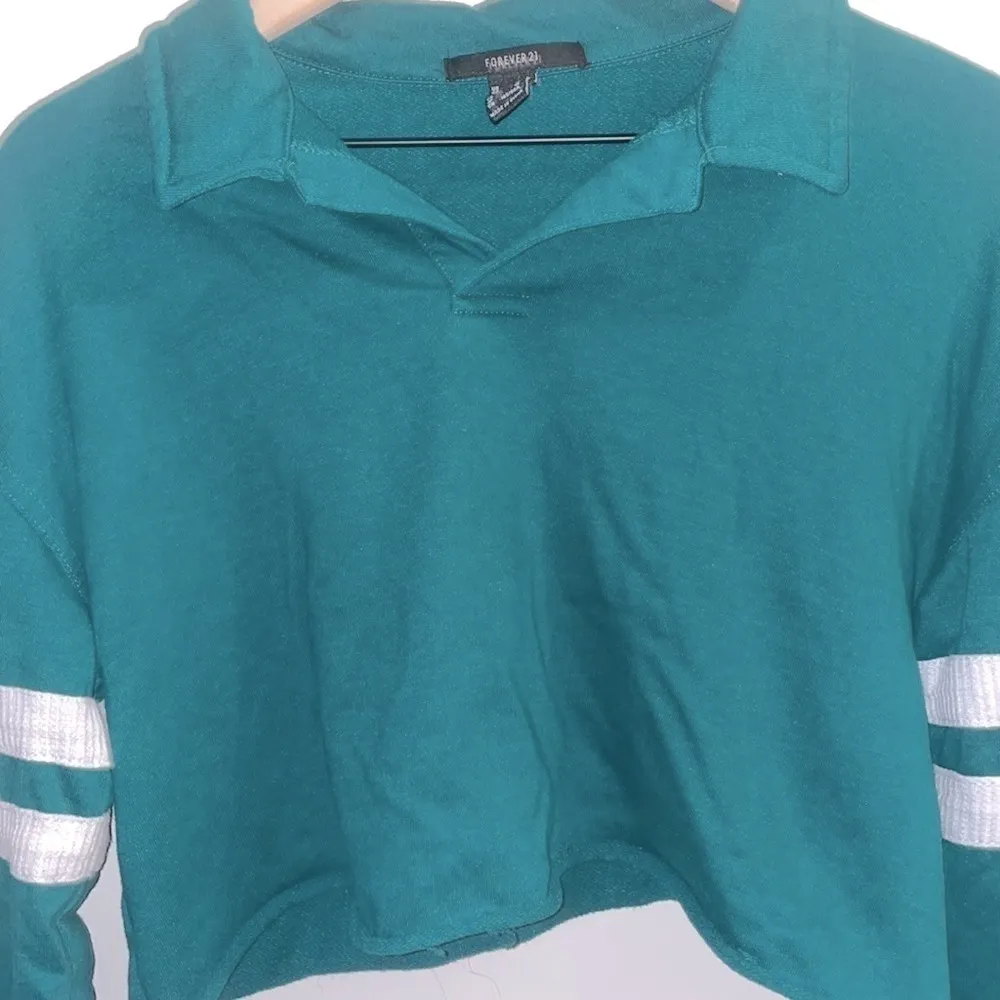 FOREVER 21 Collared 90Crop Top Medium Preppy Varsity Retro Rugby Polo Sporty - Image 6