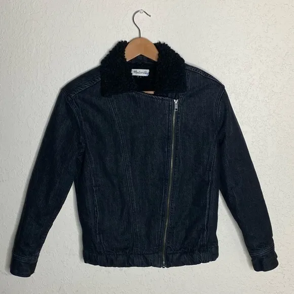 Madewell $168  black jean jacket with Sherpa‎ neck ( S ) - Image 8