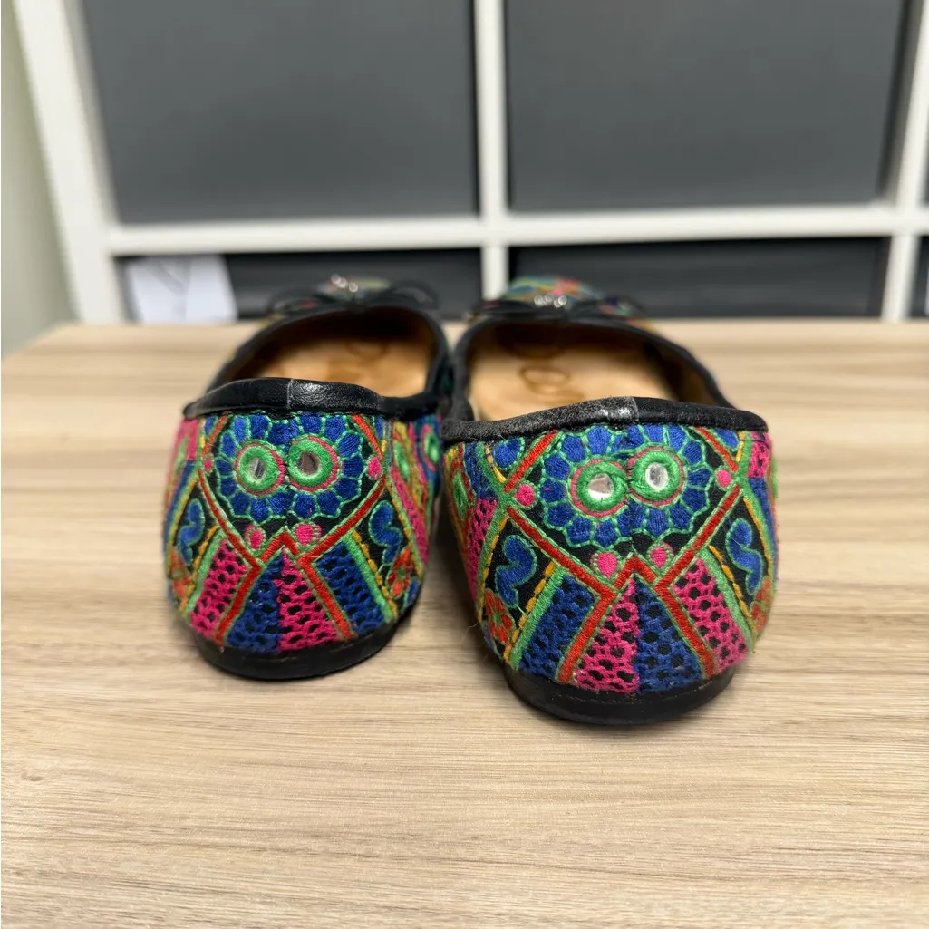 Sam Edelman Felicia Blue Pink Mirror Print Colorful Embroidered Ballet Flat - Image 4