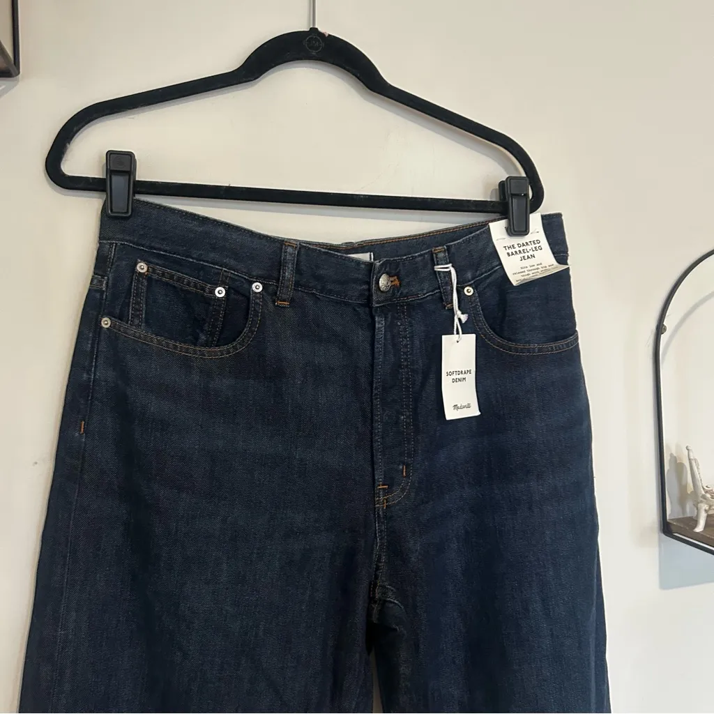 NWT Madewell The Tall Darted Barrel-Leg Jean in SoftDrape Foundry Wash Size 30T - Image 5