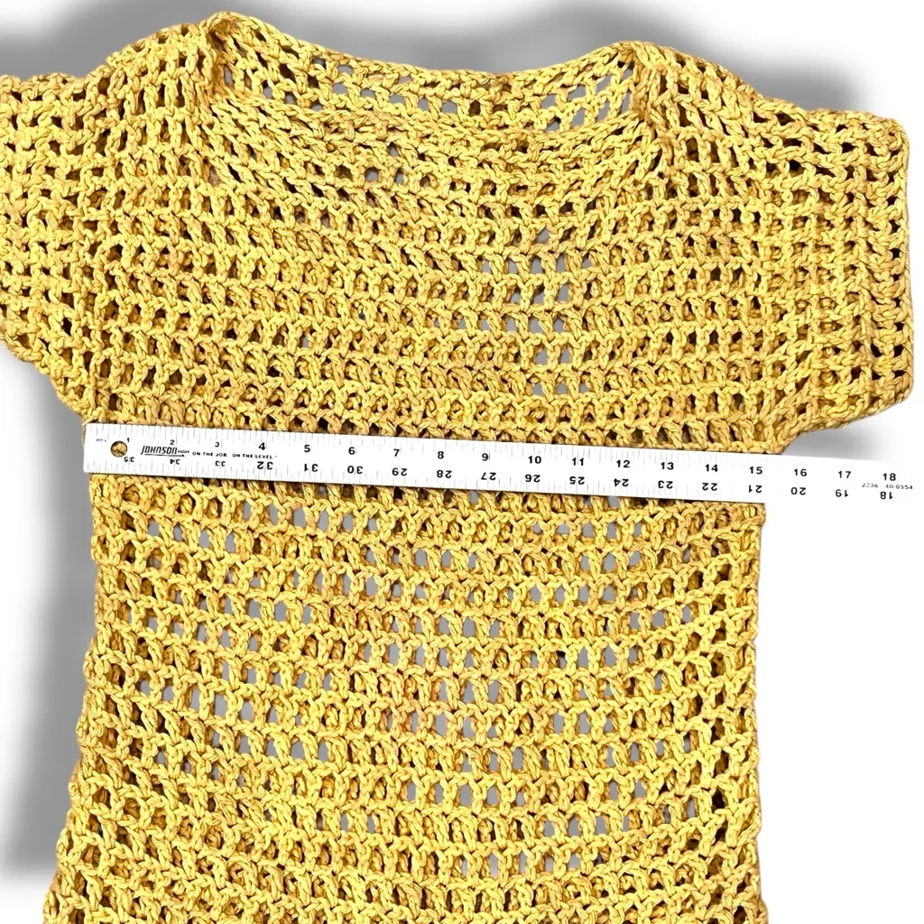 Handmade Vintage top size M Yellow Gold Handmade Boho Hippie Festival Crochet Size M - Image 6