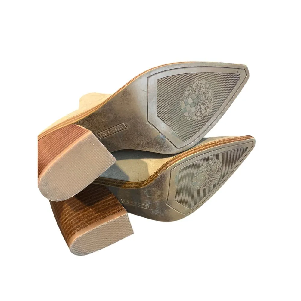 Vince Camuto Tan Suede 4" Block Heel Bootie Boot Size 9M Back Zip - Image 5