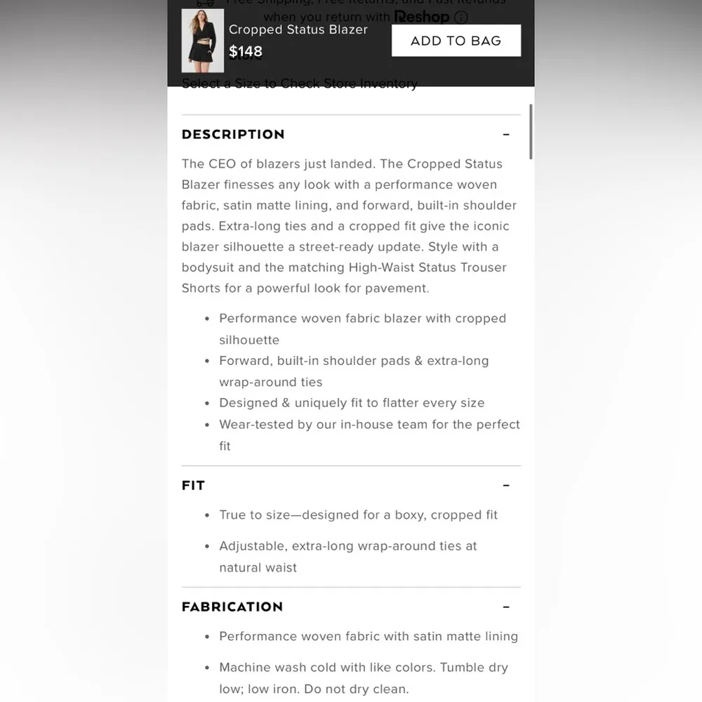 NWT Alo Yoga Cropped Status Blazer Wrap Black Size XS - Image 4