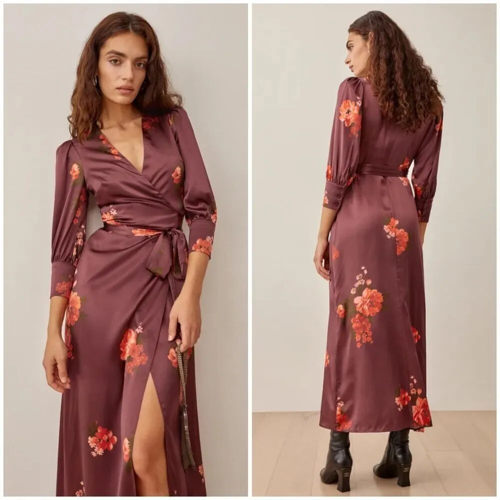 💕REFORMATION💕 Merrick Silk Dress ~ 100% Silk Azusa Floral Print XS NWOT - Image 6