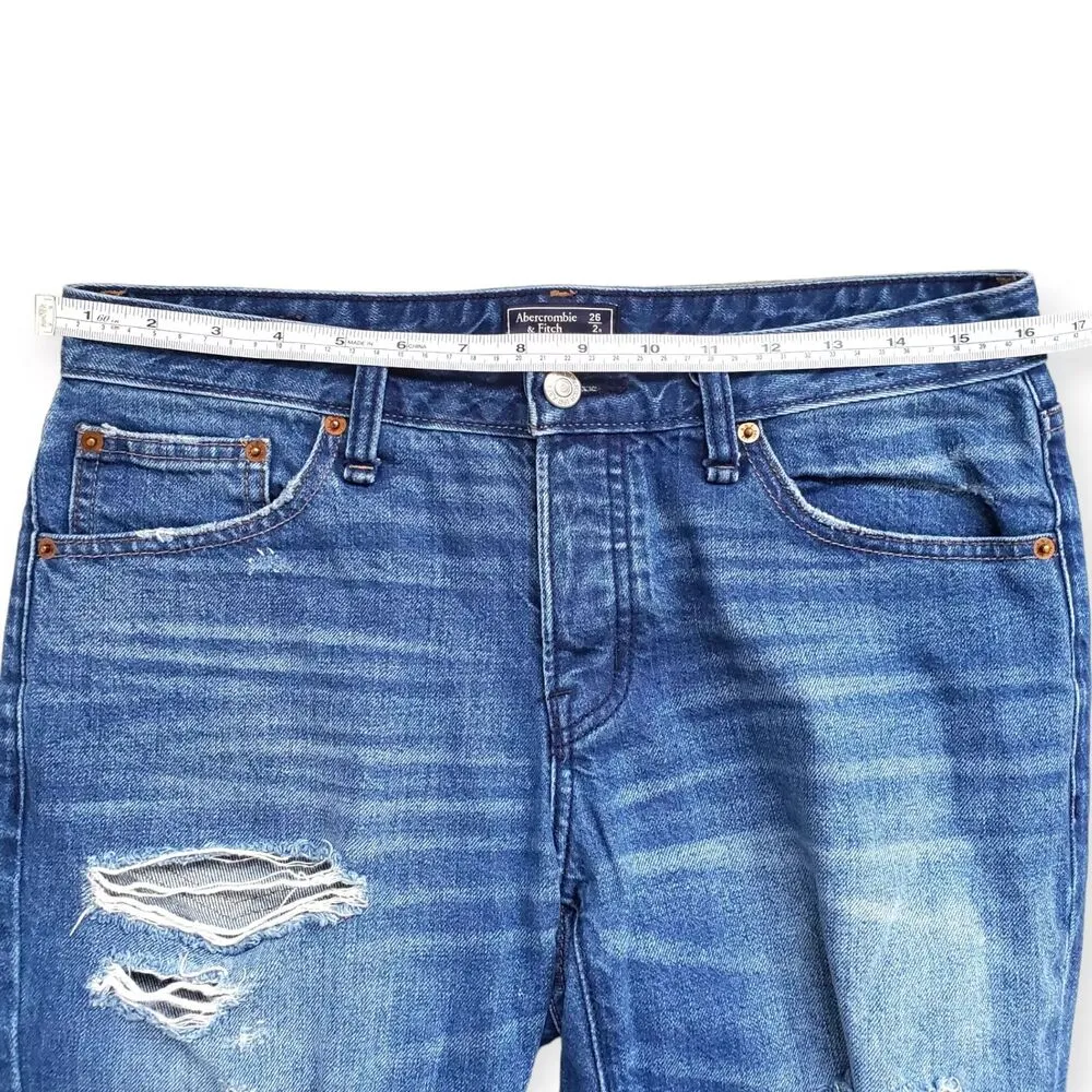 Abercrombie & Fitch Ames Slim Boyfriend Jeans Womens 26 / 2R Distressed Denim - Image 6