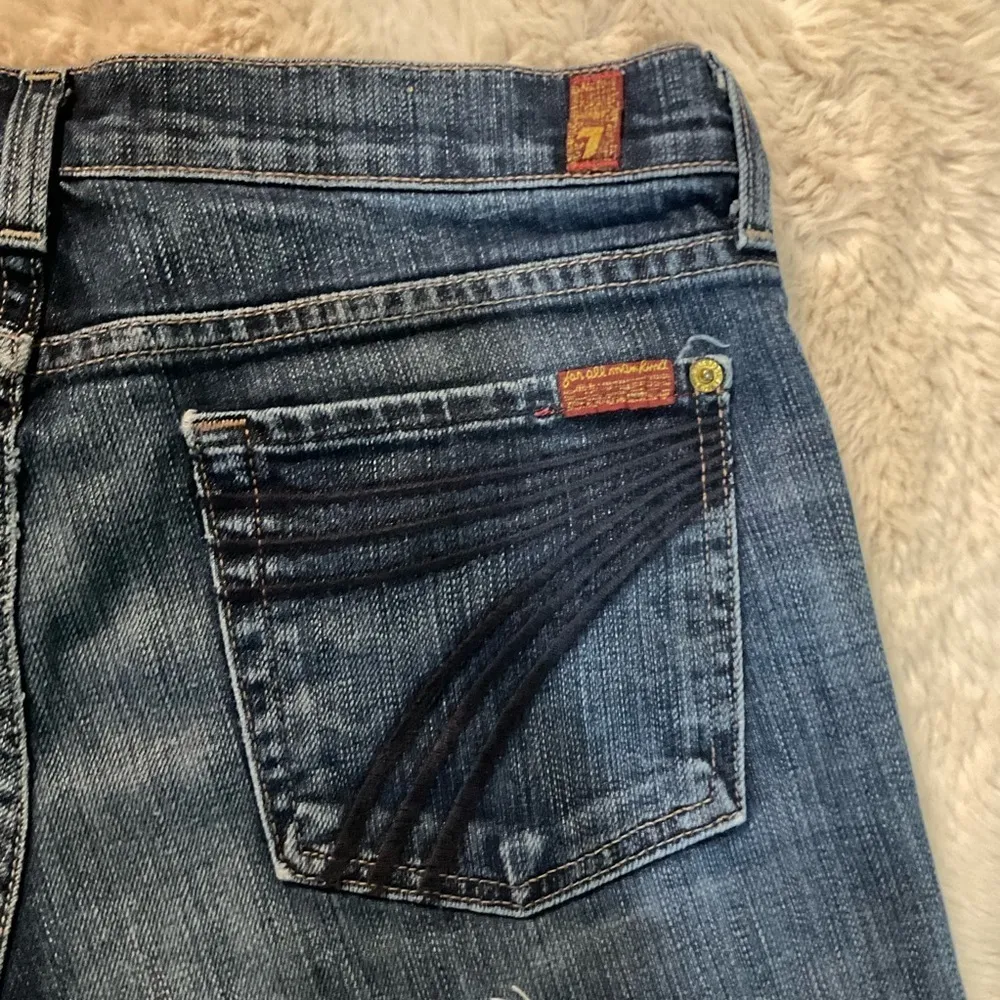 7 For All Mankind Dojo Denim Shorts Size 29 Womens Dark Wash Raw Hem - Image 10